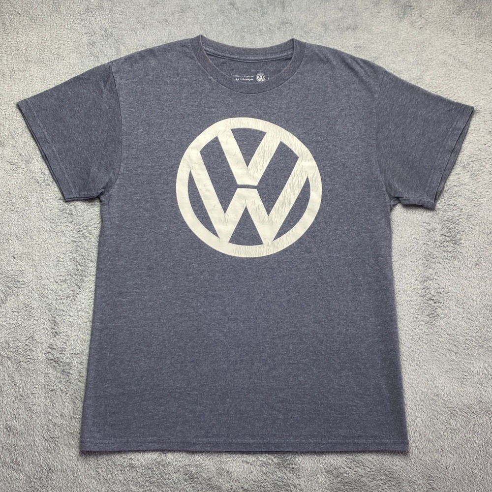 Volkswagen T-Shirt Mens Medium VW Logo Graphic Blue Heather Short Sleeve Tee
